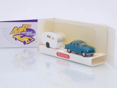 Wiking 894 02 # Borgward Isabella in " blau " m. Reiseanhänger 1:87 RAR ab 4,99€ - Bild 1 von 3
