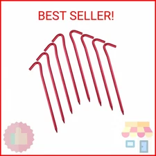 Hikemax 7075 Aluminum Tent Stakes 10 Pack - Ultralight 7 Inch Hook Tent Pegs wit