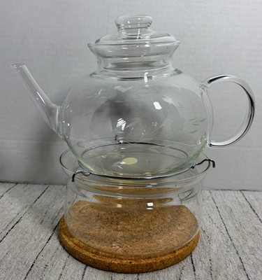 Princess House Heritage Crystal Teapot & Warmer Set #019, 5 Pcs, NIB 1993