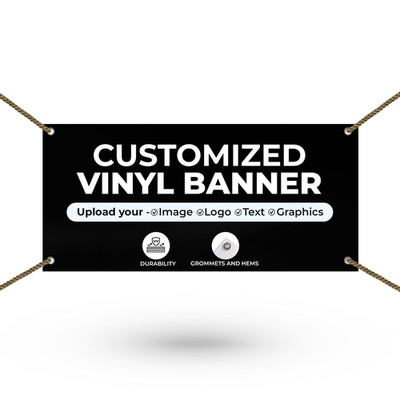 StickerJet Custom Personalized Vinyl Banner for Business - Add Your Text & Logo
