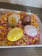 Vtg Hand Painted Ceramic Eggs Colorful Display Decor Easter Set of 4