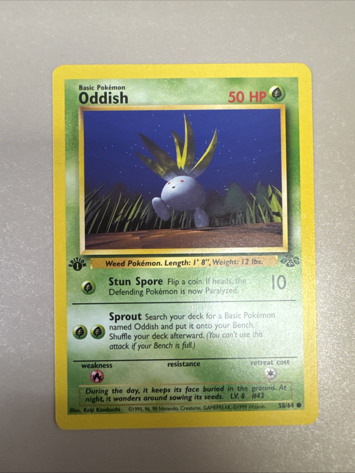 Oddish 58/64 Common Jungle Pokemon Card 1st Edition