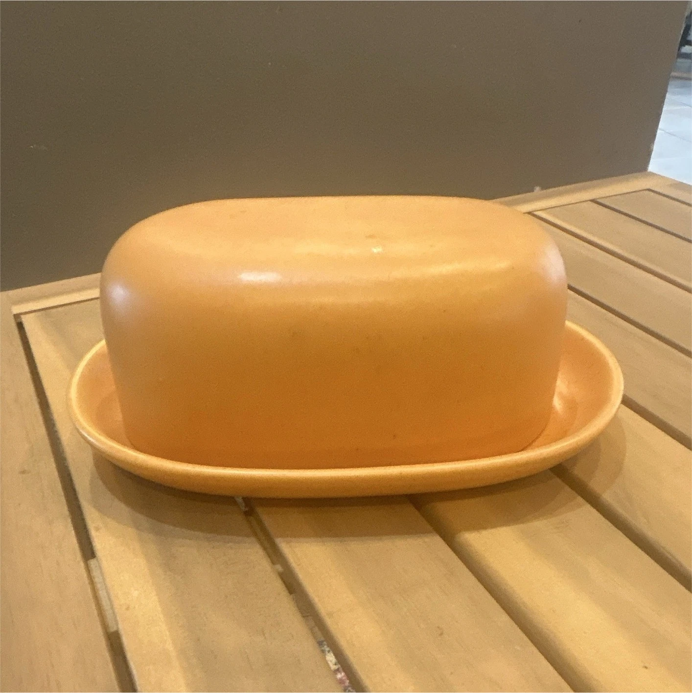 Bauer Orange Ceramic Oval Covered Butter Dish Glossy Finish