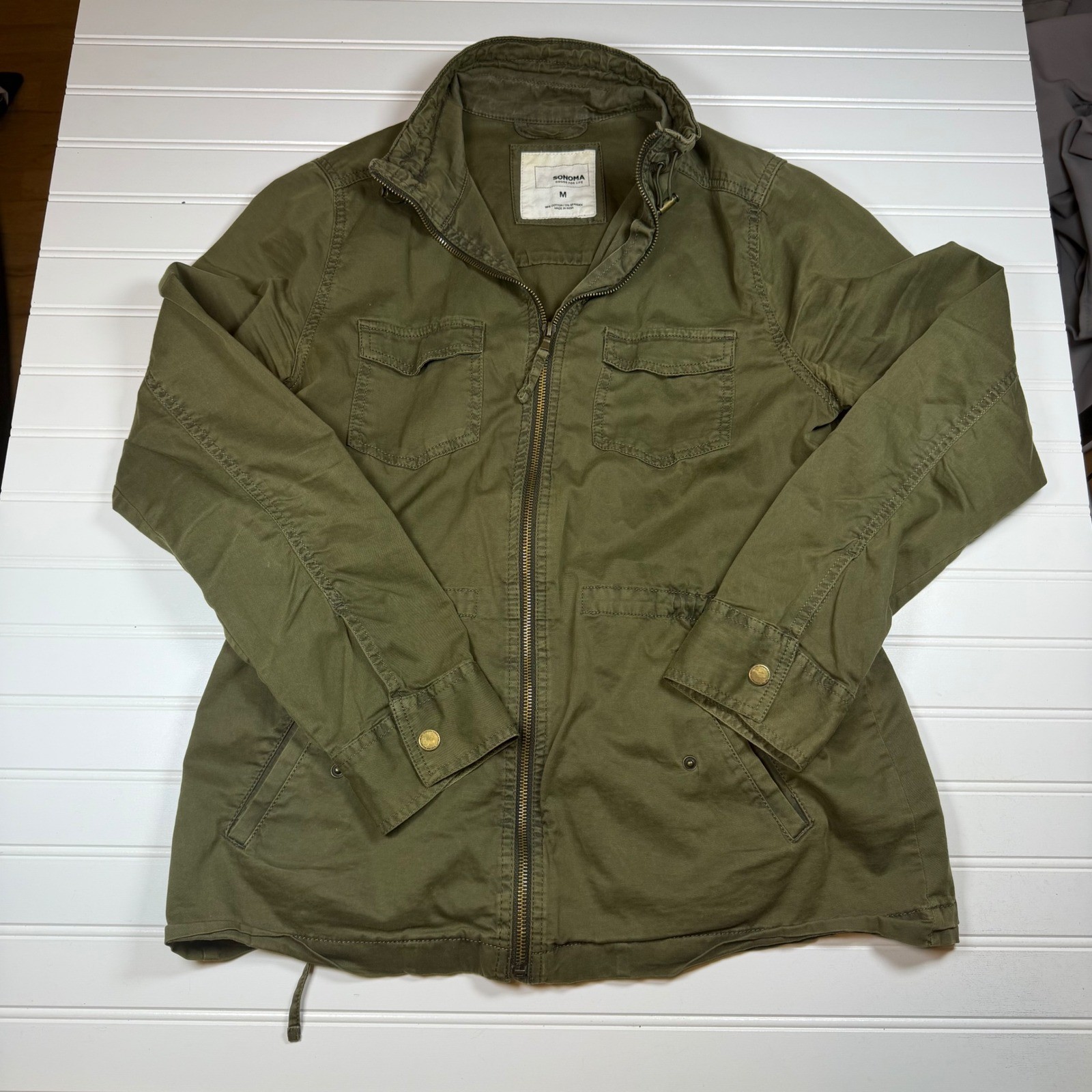 Sonoma Goods For Life Womens Utility Jacket Olive Green Military Field Coat M