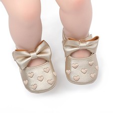 1 Pair Baby Girl Heart Embroidery Bow Dress Shoes For Holiday Parties