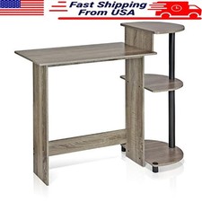 Compact Computer Desk W/ Side Shelves Lightweight Sturdy Office Easy Assembly