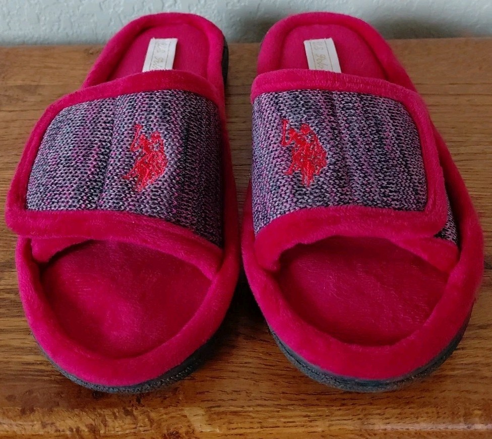 PANTOFOLA D’ORO US Polo Assn Ciabatte Donna Rosa Slide con Logo Ricamato Etichetta Oro Taglia 7