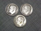 Roosevelt Dimes (Lot Of Three) 1949 P, 1954 P, 1954 D.