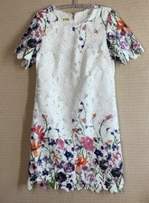 JADE  Cupcake Dress Melody Laser Cut White Pink Floral Cottagecore size M