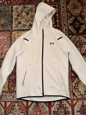 Under Armour Men's White Solid Full Zip Hooded Hoodie Long Sleeve Size S