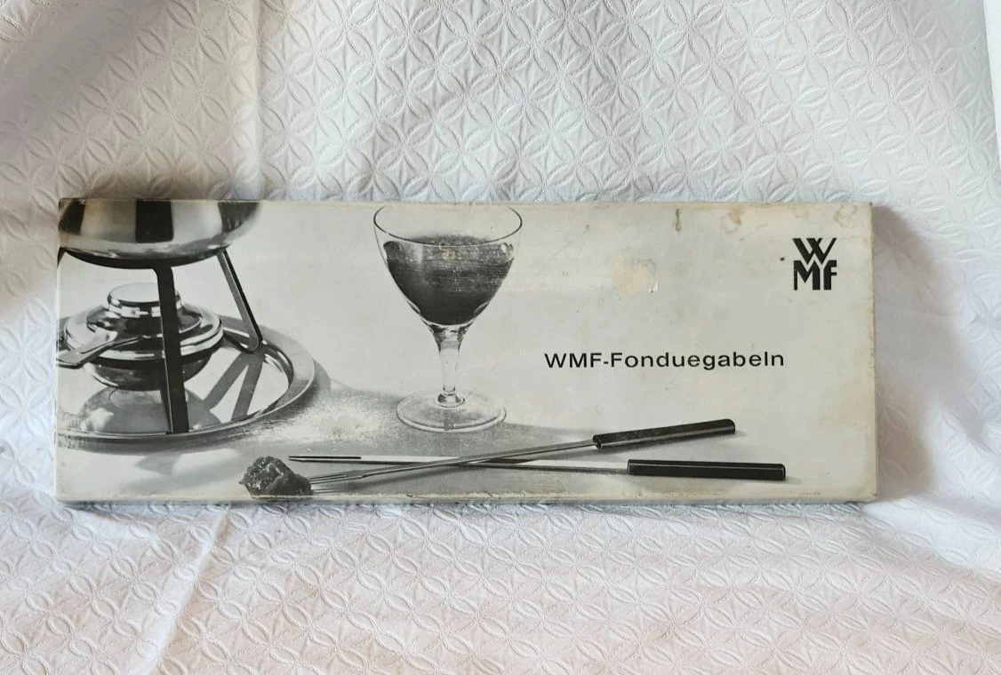 Vintage German WMF Fondue Fork Set In Original Box Unique Handles