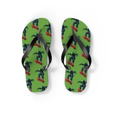 Skateboarding Alien Flip Flops Cool Funny Beach Shoes for Skateboard Lovers