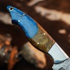 8.6" inch Damascus Steel Hunting Knife Full Tang Resin Handle Leather Sheath — photo 10