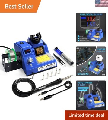 DS90 Dual Digital Display Soldering Station - 90W Precision & Safety Features