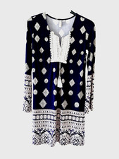 Long wide sleeve dress  Bodyflirt Boutique sizeS(12-14?) see details blue+white