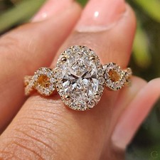 3.5 Ct Oval Cut Lab Grown IGI Certified Diamond Women' Engagement Ring Set 14K Y
