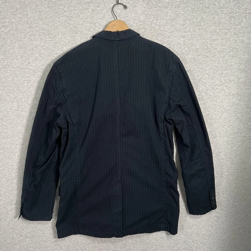 GAP Blazer Mens Large Navy Pinstripe Canvas Unstructured Jacket Casual 2010's - Image 3 of 4