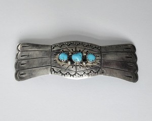 Native American Turquoise Hair Barrette Signed - Vintage