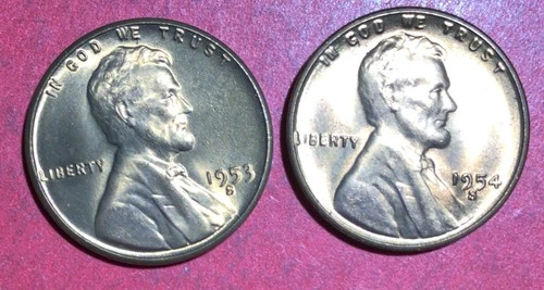 1953 & 1954S Choice to GEM Uncirculated LINCOLN CENT "FULL RED" "San Fran" Mint