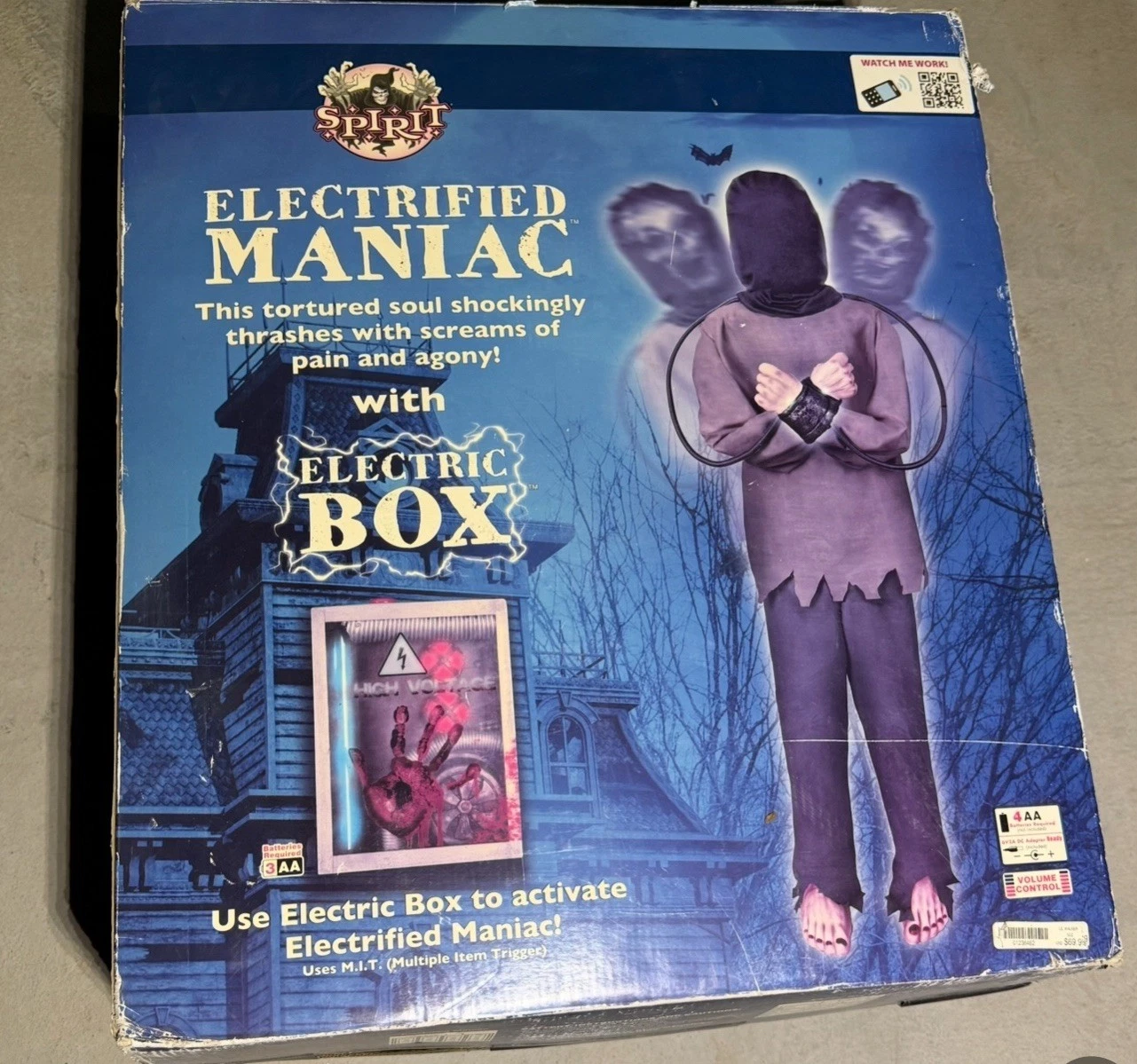 Spirit Halloween Electrified Maniac Animatronic with Electric Box RARE 2014