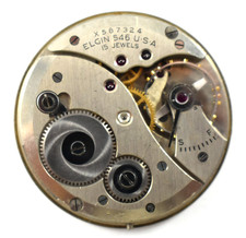 Vintage Elgin Grade 546 10s 15J OF Pocket Watch Movement lot.qc