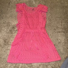 Justice Girls Pink Lace Swimsuit Cover-Up Pull Over Size 14