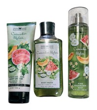 3 Pc Bath Body Works Cucumber Melon Body Mist  Body Cream  Body Wash Set