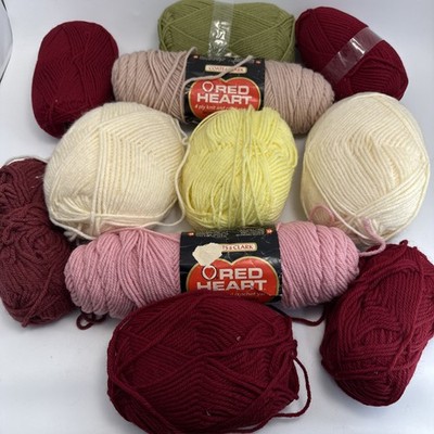 Yarn Lot 11 Mixed Colors Knitting Crochet Craft Supplies Red Heart Botany