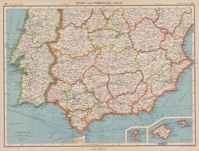 IBERIA SOUTH. Spain & Portugal. Andalusia Murcia Valencia Extremadura 1944 map