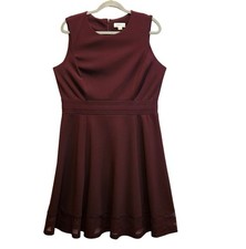Calvin Klien Skater dress 14 Maroon peek a boo hem fitted formal Wedding cocktai