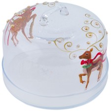 Glass Cake Stand with Cover 9" Reindeer Games