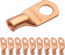 10pcs 6 AWG 5/16 Inch Stud Wide Pad Battery Lugs Heavy Duty Copper Ring
