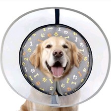 NEW Inflatable Dog Donut Collar w/Removable Cone For After Surgery - Sz Large