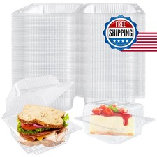 Jizvxe 200 Pcs Clear Plastic Hinged Top Square Clamshell Food Boxes 5.3x4.7x2.8