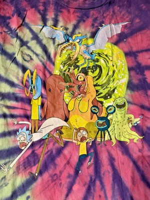 Rick and Morty Ripple Junction Batik T-Shirt lila/grün Herren Größe M