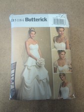 Butterick Misses' Wedding Gown w/Detachable Sleeves Pattern B5184 8-14 UNCUT