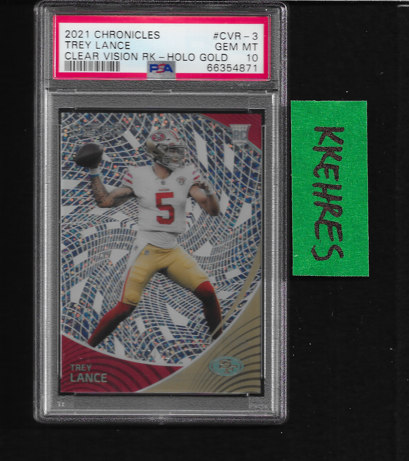 Trey Lance Panini Chronicles Clear Vision Rookies #CVR3 Holo Gold