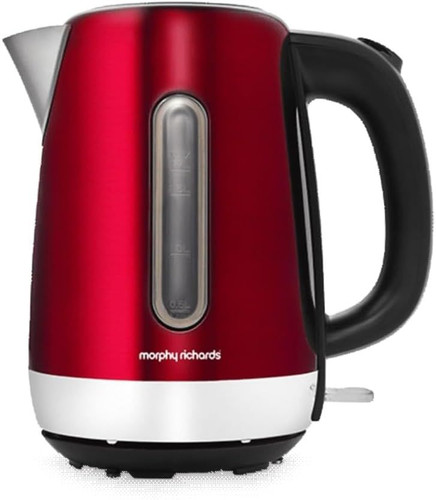 Morphy Richards Equip Kettle, 1.7L, 3Kw Rapid boil, Removeable Limescale Red