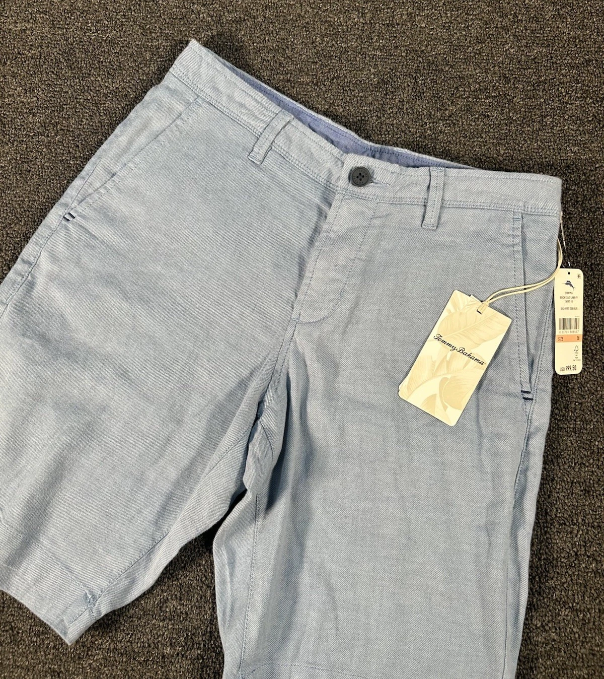 New Tommy Bahama Shorts Men’s 28 Blue Beach Coast Linen 10” Inseam Stretch Chino