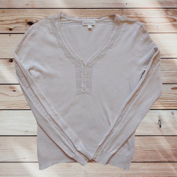 Women Monsoon Sweater Beige Cotton 38