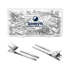 Metal Double Prong Pin Curl Clips for Styling Sectioning Silver Alligator Hair