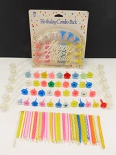 Vintage Cupcake Cake Toppers Candle Holders Candles Lot D2763