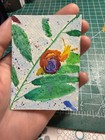 ACEO Watercolor snail Fantasy Painting on Paper, Small, Unframed, signed dated — photo 2