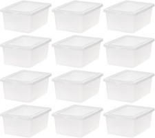 IRIS USA 12-Pack 15 Qt Storage Bins with Lids, Clear, Stackable