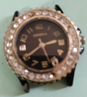 Geneva Quartz Womens Watch Gold Tone Round Face Only No Band 