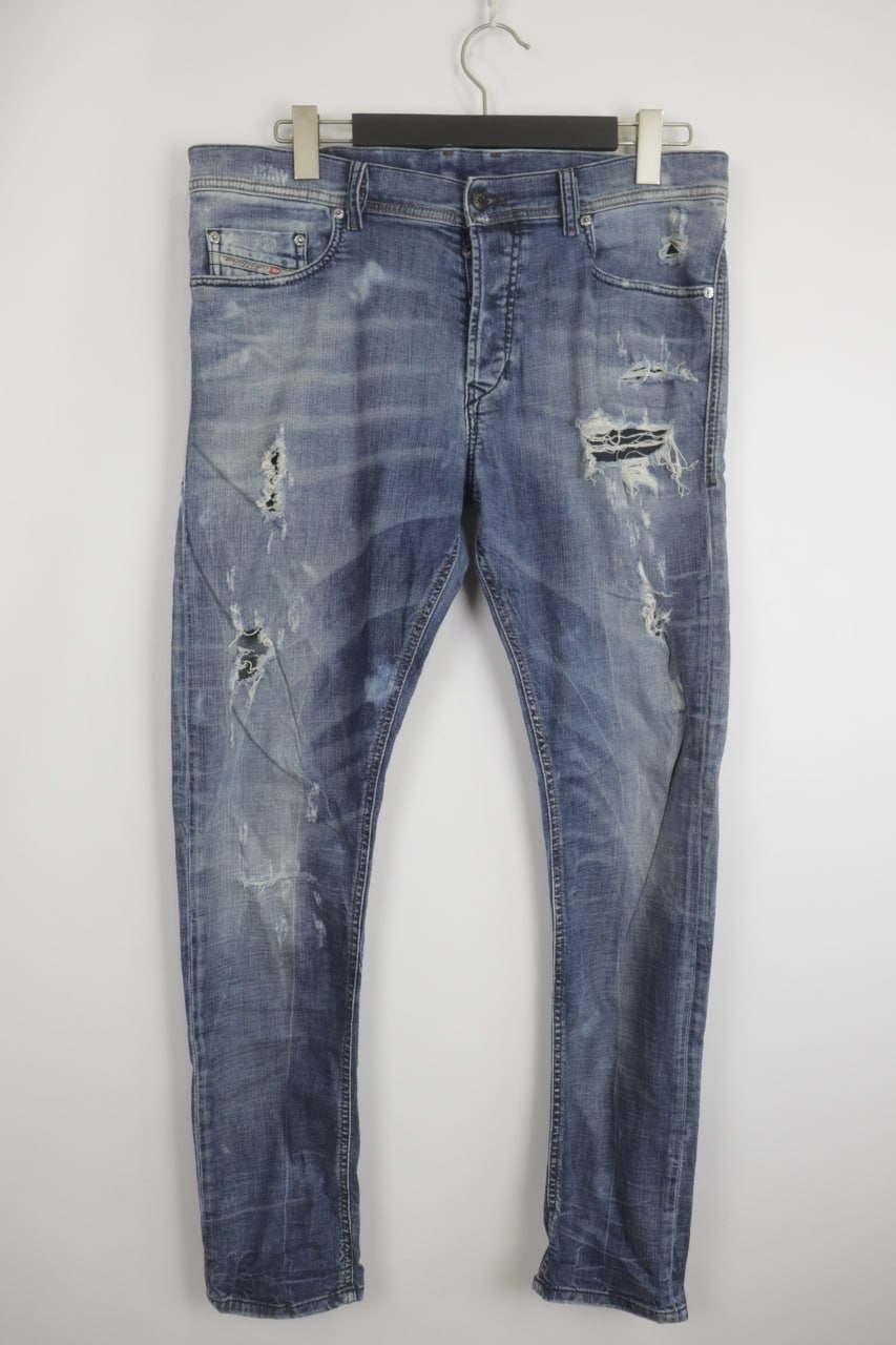 DIESEL TEPPHAR Denim Blue Wash 0830K Stretch Slim Carrot Jeans Size W34 L32