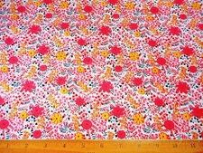 30s Reproduction Fabric By Half-Yard Pink Yellow Floral on White Feedsack Cotton