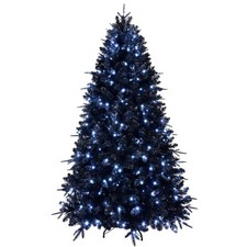 5/6/7FT Pre-Lit Black Christmas Tree w/ LED Lights Artificial Christmas Tree