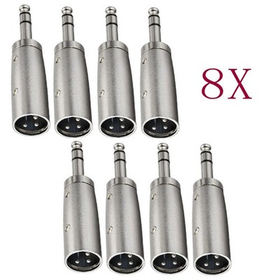 8Pcs - 3-Pin XLR Male to 1/4'' 6.35mm Mono Male Plug Audio Cable DJ Mic Adapter