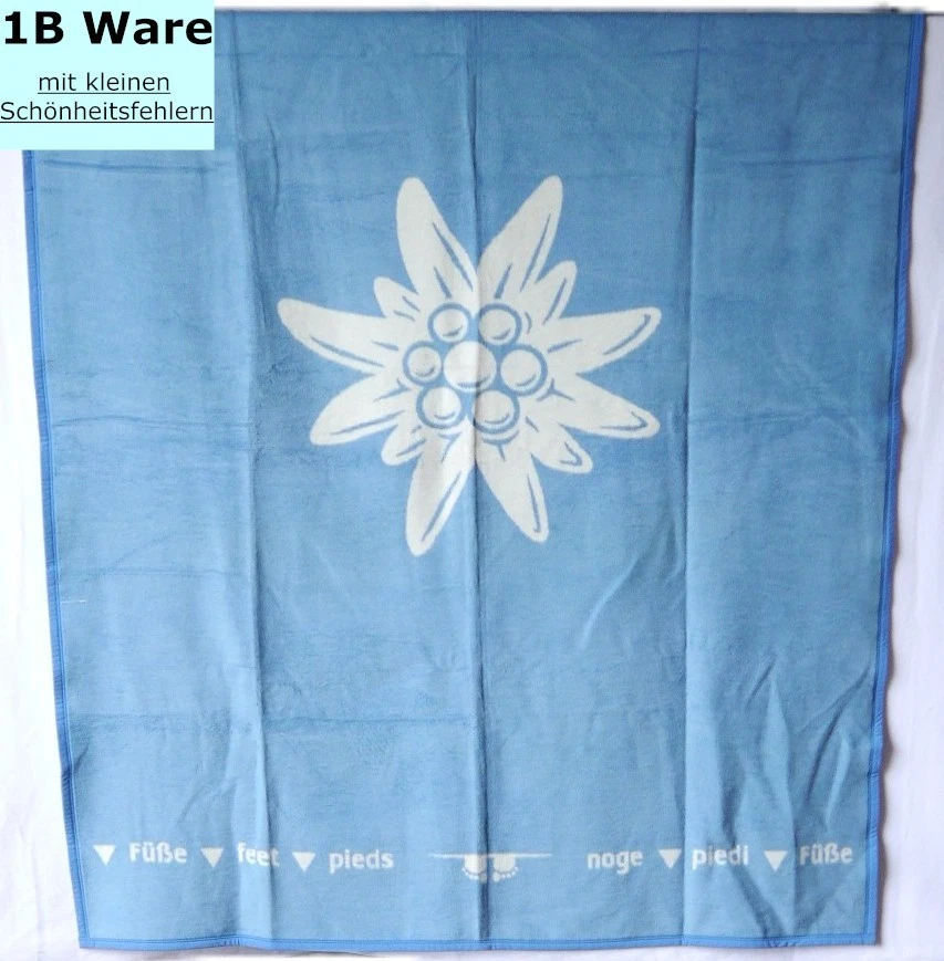 Kuscheldecke 150x220 cm Hüttendecke weich warm Biederlack blau Edelweiß